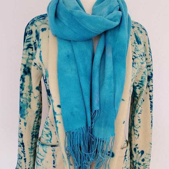 Escada 34 wool silk jacket coat blazer blue purple white ivory dyed small 4 6 8 - Picture 6 of 9